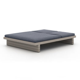 Leroy Outdoor Double Chaise Weathered Grey, Faye Navy by Four Hands