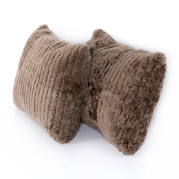 Banded Sheepskin Pillow-Brown-Set2-16x24