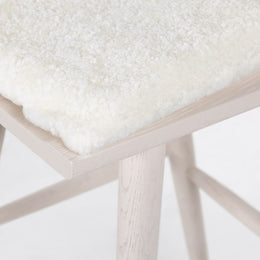 Ripley Stool with Cushion-Off White-Bar, Cream Shorn Sheepskin