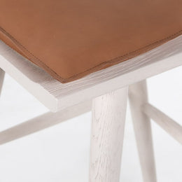 Ripley Stool with Cushion-Off White-Bar, Whiskey Saddle