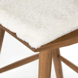 Lewis Windsor Stool with Cushion-Sandy-Bar, Cream Shorn Sheepskin