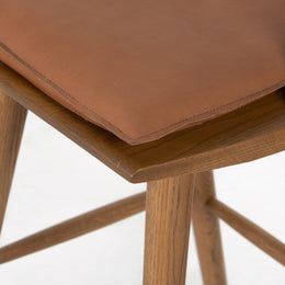 Lewis Windsor Stool with Cushion-Sandy-Bar, Whiskey Saddle by Four Hands
