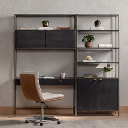 Trey Modular Wall-Bookcase-Desk-Black