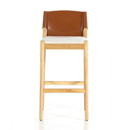 Lulu Bar Stool - Saddle Leather Blend by Four Hands
