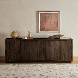 Abaso Sideboard - Ebony Rustic Wormwood Oak