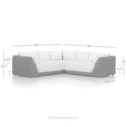 Como Outdoor 3- Piece Sectional-Natural by Four Hands
