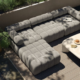 Roma Outdoor 3 Piece Sectional with Ottoman-Ash
