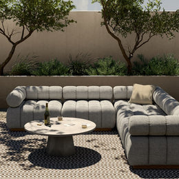 Roma Outdoor 5 Piece Sectional-Faye Ash