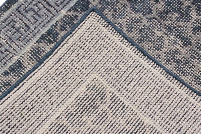 Rug & Kilim's Distressed Gift Sized Rug “ Blue Khotan Style Geometric Design 23148