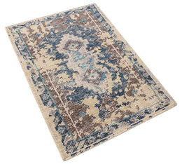 Rug & Kilim's Distressed Gift Sized Rug Blue Transitional Geometric Design