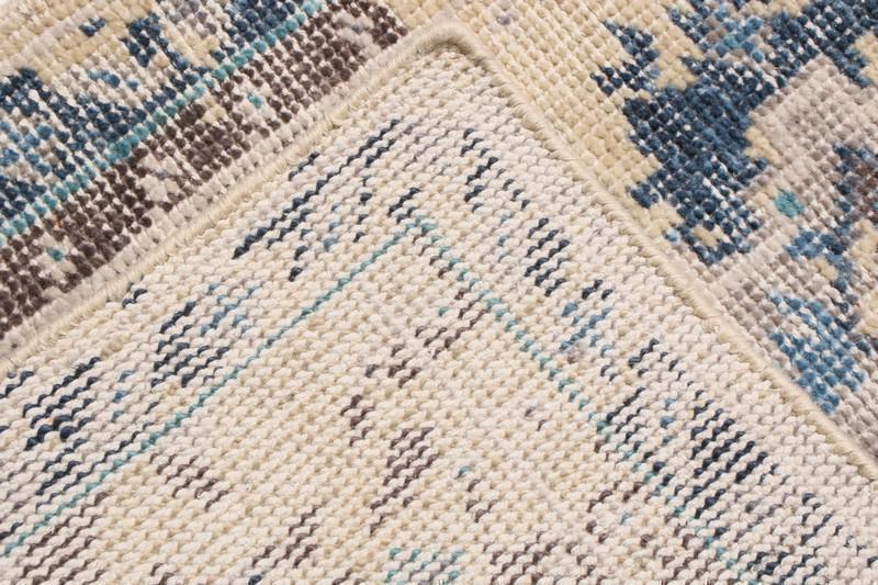 Rug & Kilim's Distressed Gift Sized Rug Blue Transitional Geometric Design