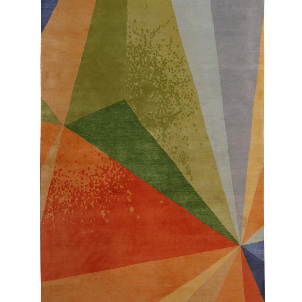 Rug & Kilim's Mid Century Modern Geometric Multicolor Wool And Silk Custom Rug