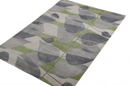Rug & Kilim's Mid-Century Modern Rug In Gray And Green All Over Pattern