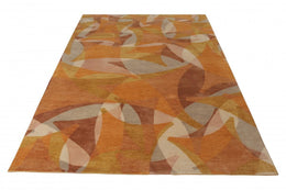 Rug & Kilim's Mid-Century Modern Rug In Orange-Gold And Brown All Over Pattern