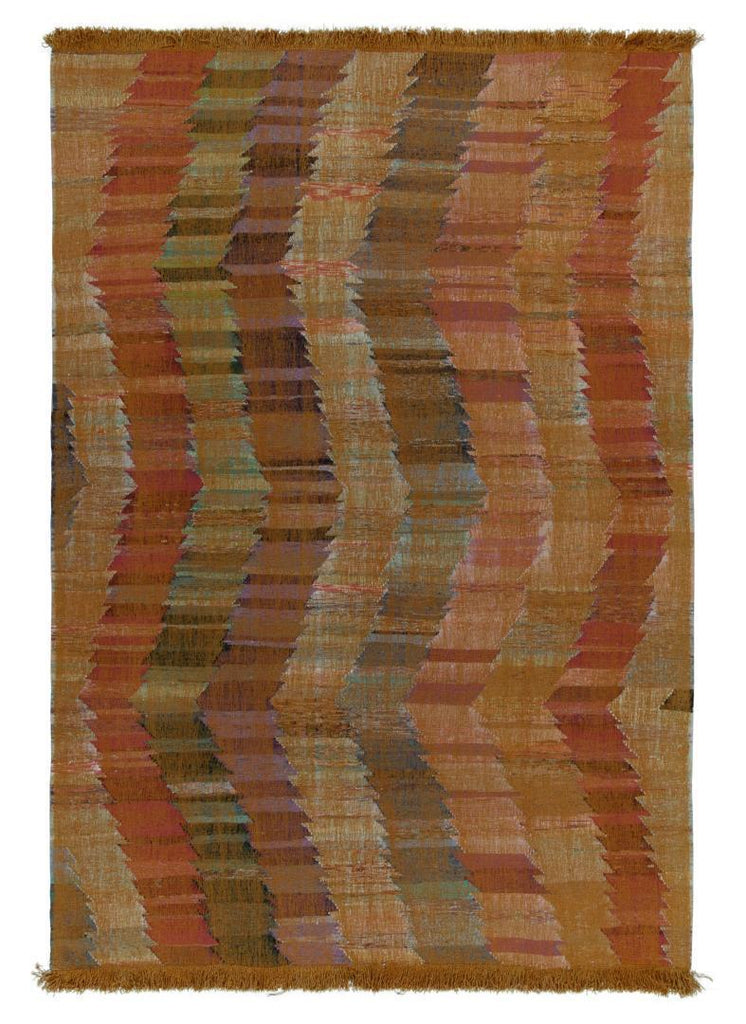 Modern Kilim Geometric Orange Multicolor Chevron Pattern 23366