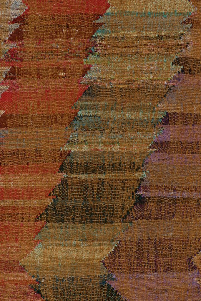 Modern Kilim Geometric Orange Multicolor Chevron Pattern 23366