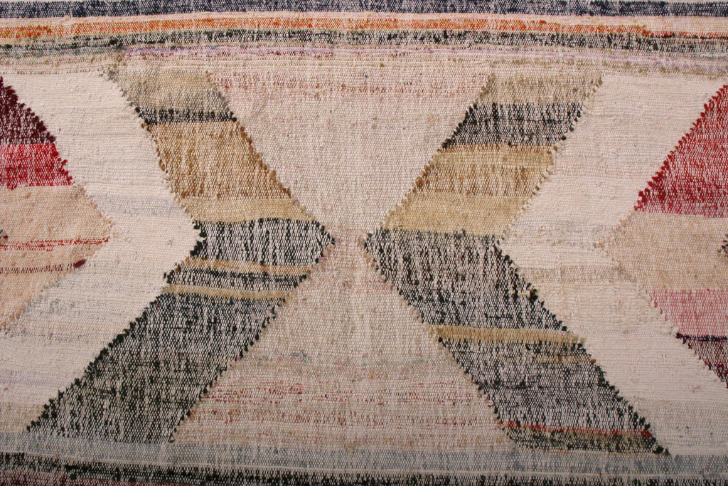 Contemporary Kilim Wool Beige Pink Chevron Arrow Pattern 23371