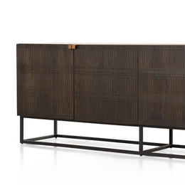 Kelby Closed Media Console-Carved Vintage Brown by Four Hands