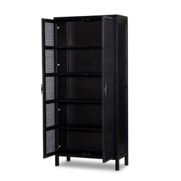 Caprice Tall Cabinet-Black Natural Cane