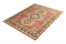 Distressed Classic Red Rug 19Th-Century Medallion Pattern