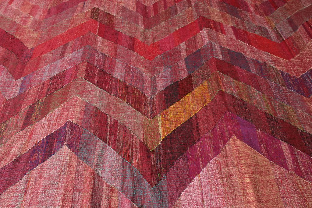 Modern Kilim Red Pink Chevron Pattern Flat Weave By Rug & Kilim 23549