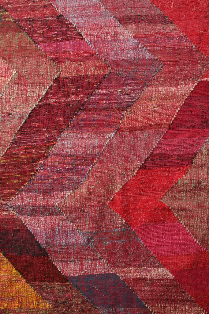 Modern Kilim Red Pink Chevron Pattern Flat Weave By Rug & Kilim 23549