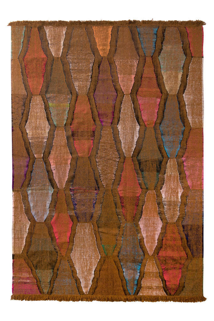 Modern Lozenge Pattern Kilim Geometric Brown Flat Weave 23551