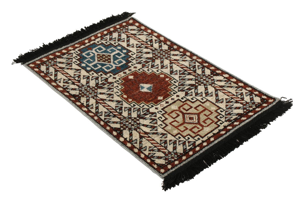 Hand-Knotted Qashqai Rug In Beige Red Geometric Pattern By Rug & Kilim