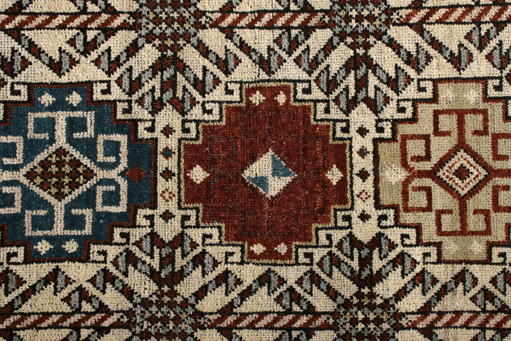 Hand-Knotted Qashqai Rug In Beige Red Geometric Pattern By Rug & Kilim