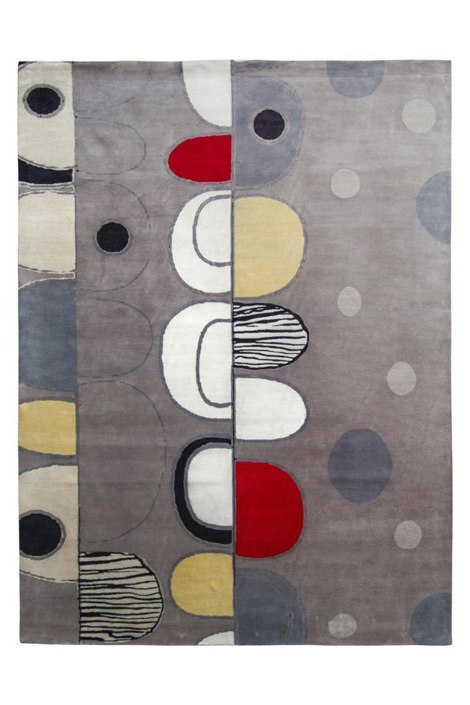 Rug & Kilim's Mid-Century Modern Rug In Silver-Gray With Geometric Patterns