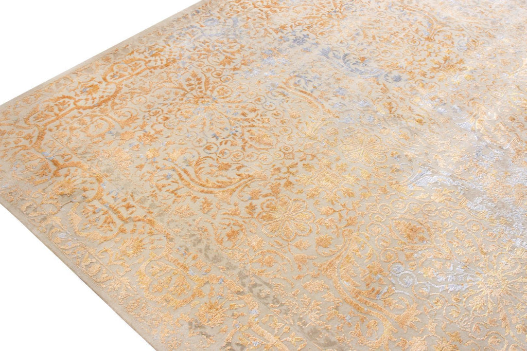 Hand-Knotted Classic Style Rug In Beige Orange Floral Pattern By Rug & Kilim 23627