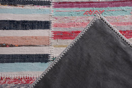 Modern Patchwork Kilim Rug In Gray Multicolor Stripe Pattern By Rug & Kilim 23661