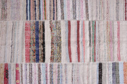 Modern Patchwork Kilim Rug In Gray Multicolor Stripe Pattern By Rug & Kilim 23662