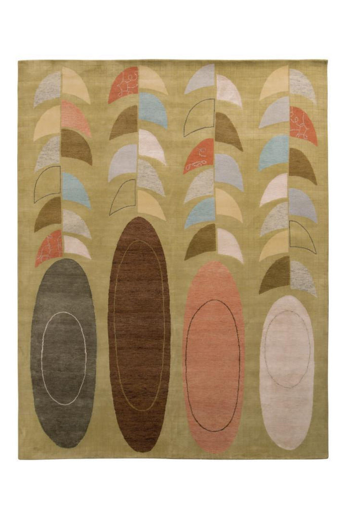 Rug & Kilim's Mid-Century Modern Rug In Green Multicolor Geometric Pattern