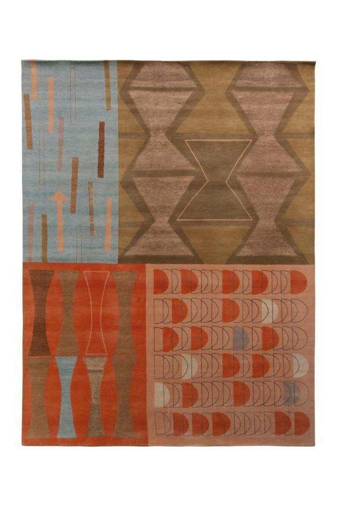 Rug & Kilim's Mid-Century Modern Rug In Beige-Brown And Red Retro Pattern