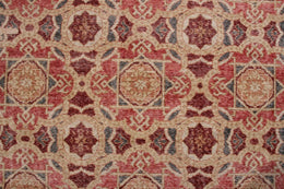 Rug & Kilim's Distressed Style Rug In Red And Beige Brown Geometric Pattern 23756