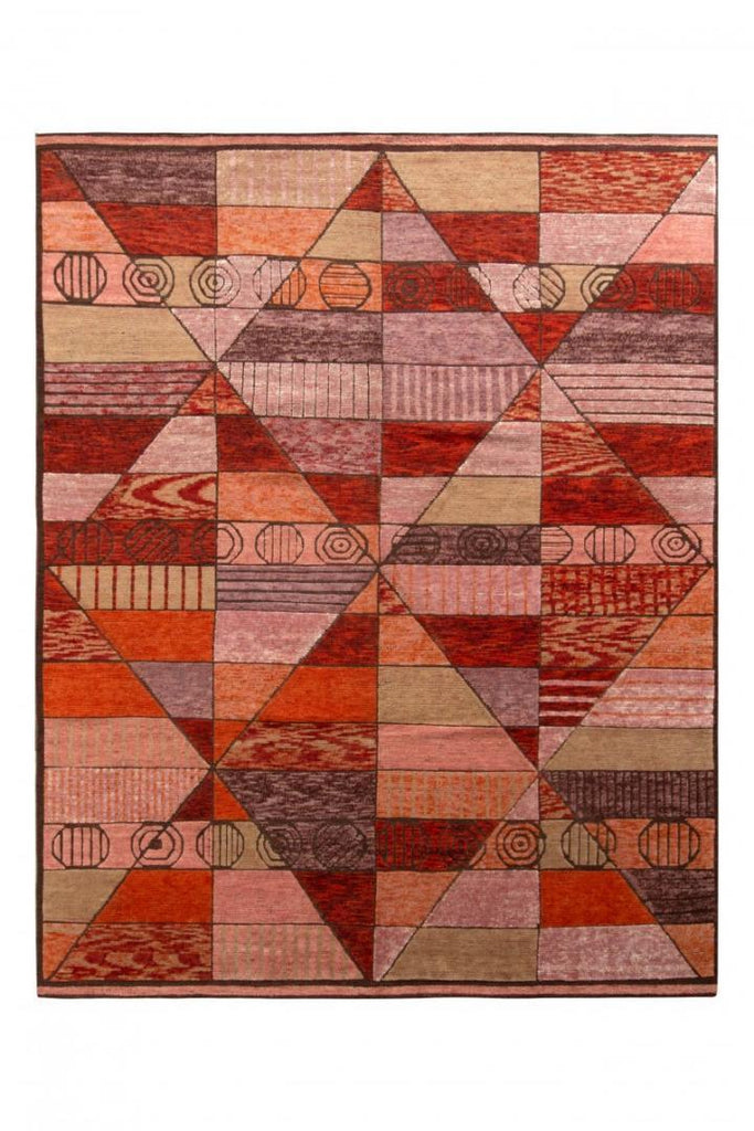 Rug & Kilim's Scandinavian Rug In Orange Red And Pink Geometric Pattern