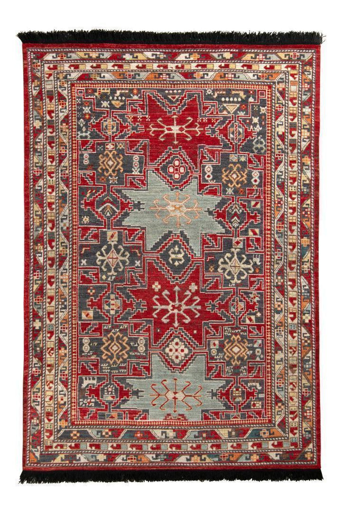 Rug & Kilim's Classic Rug In Red And Blue Geometric Pattern