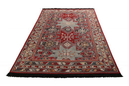 Rug & Kilim's Classic Rug In Red And Blue Geometric Pattern