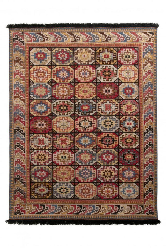 Rug & Kilim's Tribal Rug In Red And Gold All Over Geometric Pattern