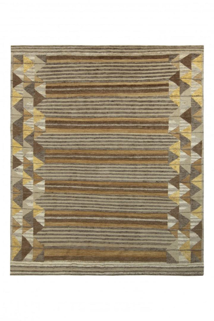 Rug & Kilim's Scandinavian Rug “ High-Low Beige-Brown Geometric Pattern