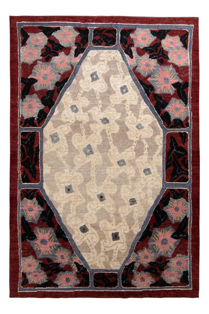 Rug & Kilim's French Deco Rug In Red And Beige All Over Pattern