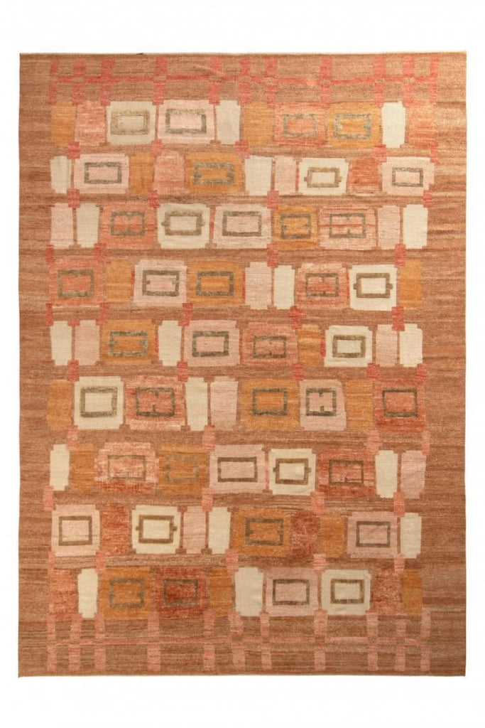 Rug & Kilim's Scandinavian Rug In Beige-Brown And Pink High-Low Pattern