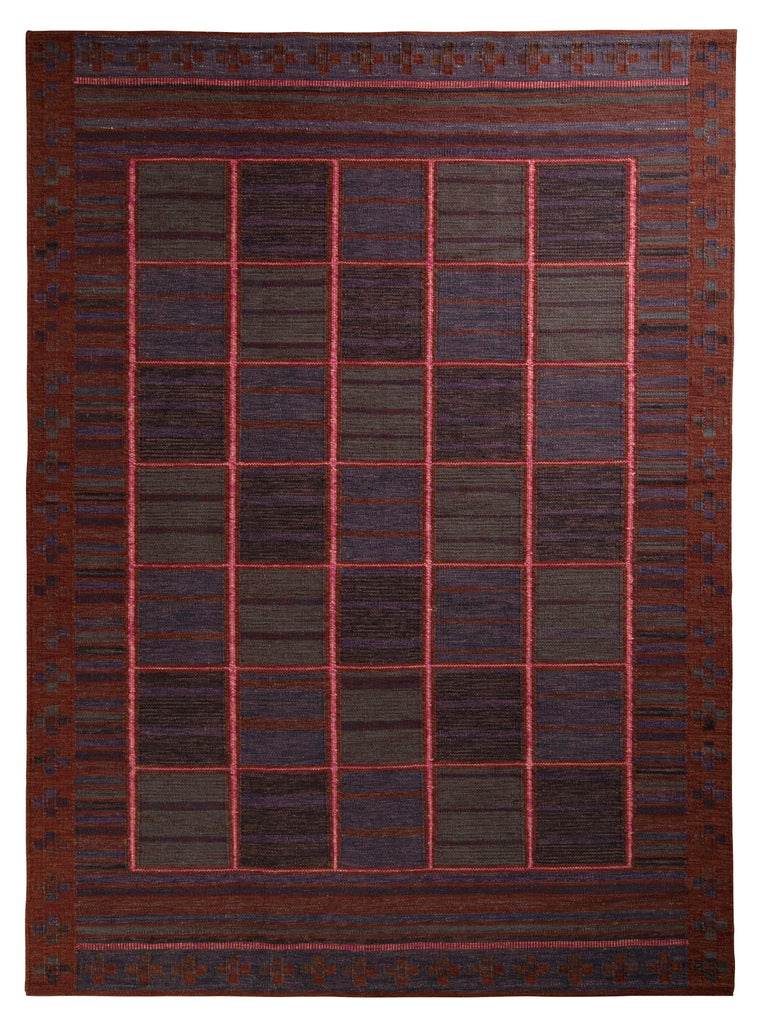 Rug & Kilim's Scandinavian Rug In Red And Blue Geometric Pattern