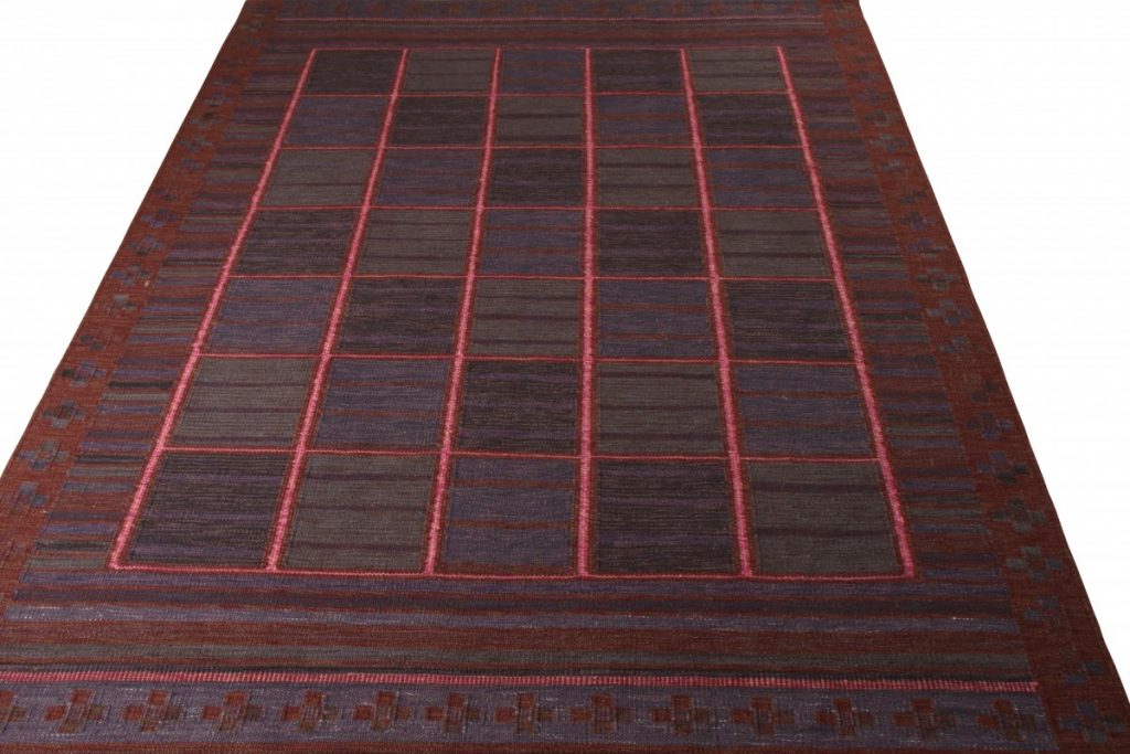 Rug & Kilim's Scandinavian Rug In Red And Blue Geometric Pattern