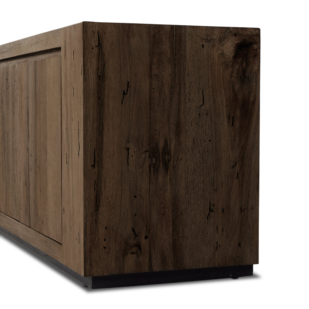 Abaso Media Console - Ebony Rustic Wormwood Oak by Four Hands