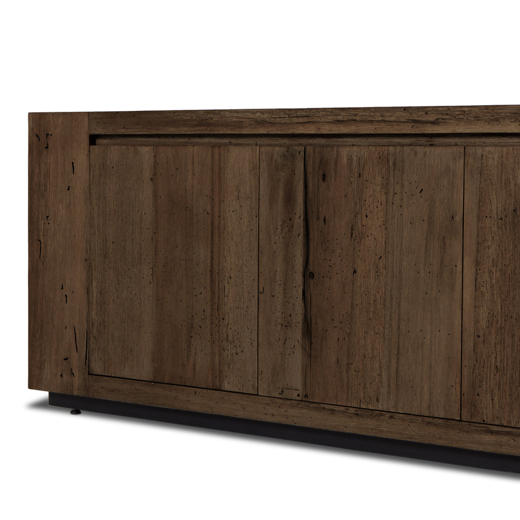 Abaso Media Console - Ebony Rustic Wormwood Oak by Four Hands