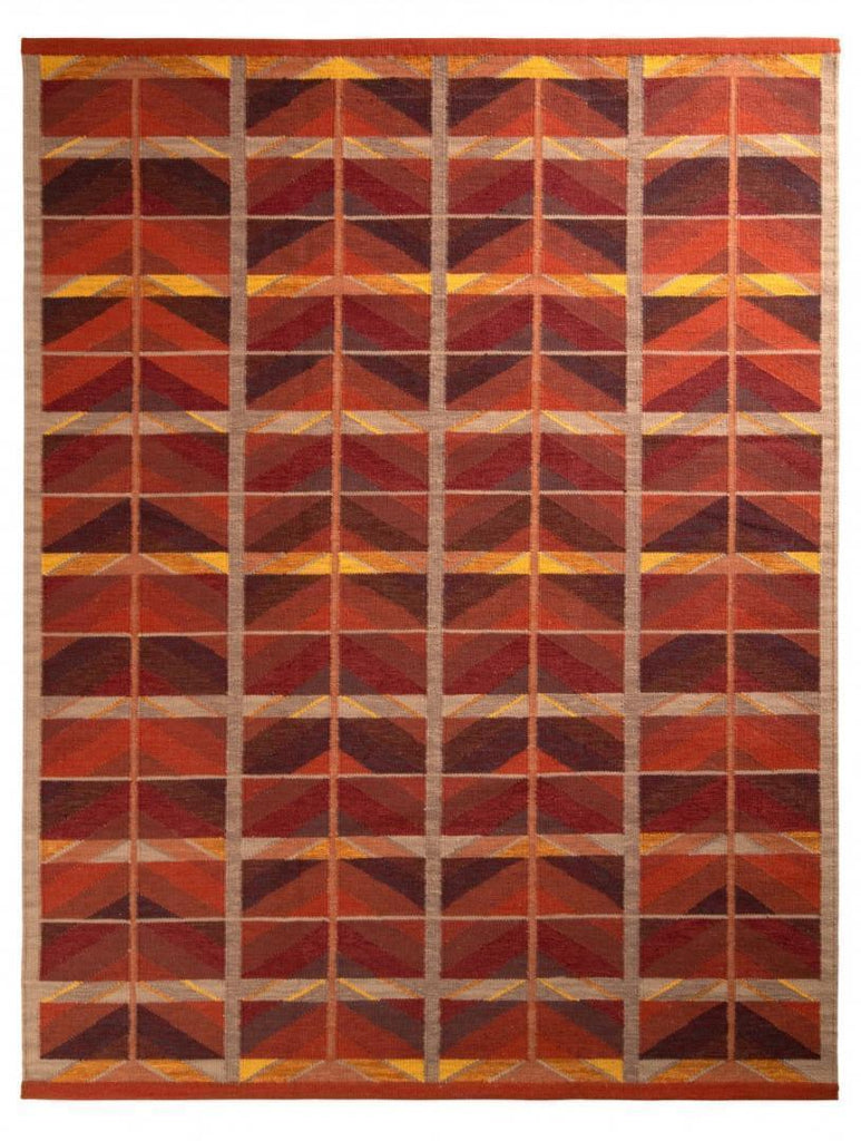 Rug & Kilim's Scandinavian Rug In Orange And Red Geometric Pattern