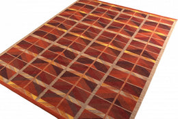 Rug & Kilim's Scandinavian Rug In Orange And Red Geometric Pattern