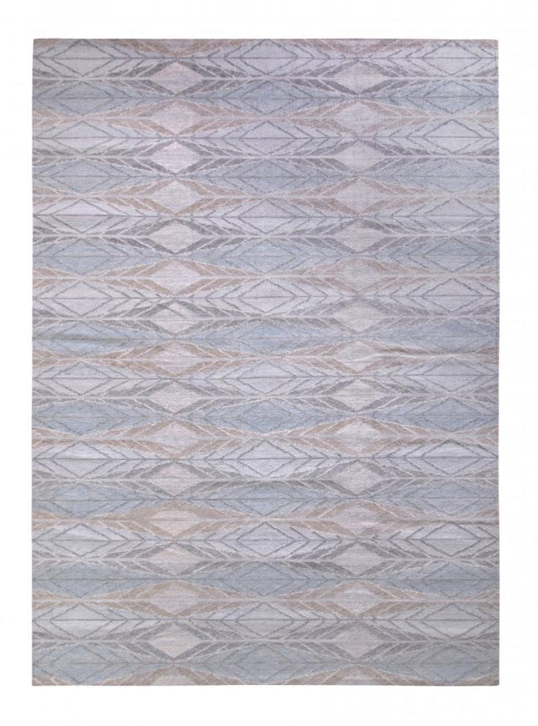 Rug & Kilim's Scandinavian Style Kilim Rug In Blue Gray Geometric Pattern